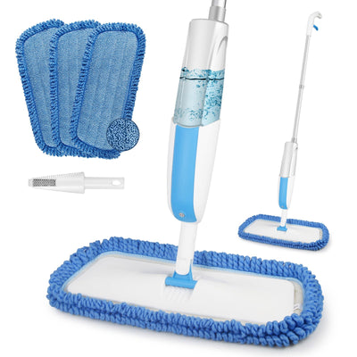Sprühwischer Bodenwischer, FORSPEEDER Wischmopp mit Sprühfunktion mit 410ml Wassertank Trocken-Nassmopp Sprühwischer Bodenwischer mit 3 Waschbaren Mikrofaser Pads Wischer Boden Spray Mop
