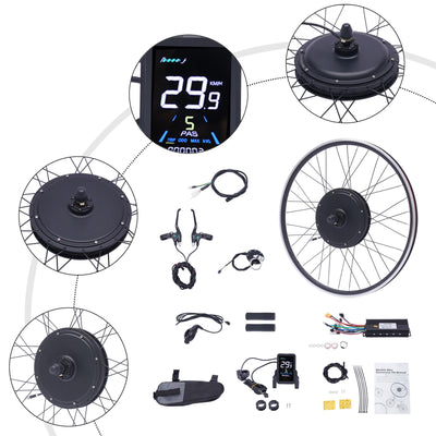 SABUIDDS 28"/29"/700C 48V 1000W E-Bike Umbausatz Ebike Nachrüstsatz DIY E-Bike mit LCD Display Electric Bicycle Umbausatz für V-Brake Scheibenbremse Vorderrad Bike (für HL Plus 48V 13Ah Akku)