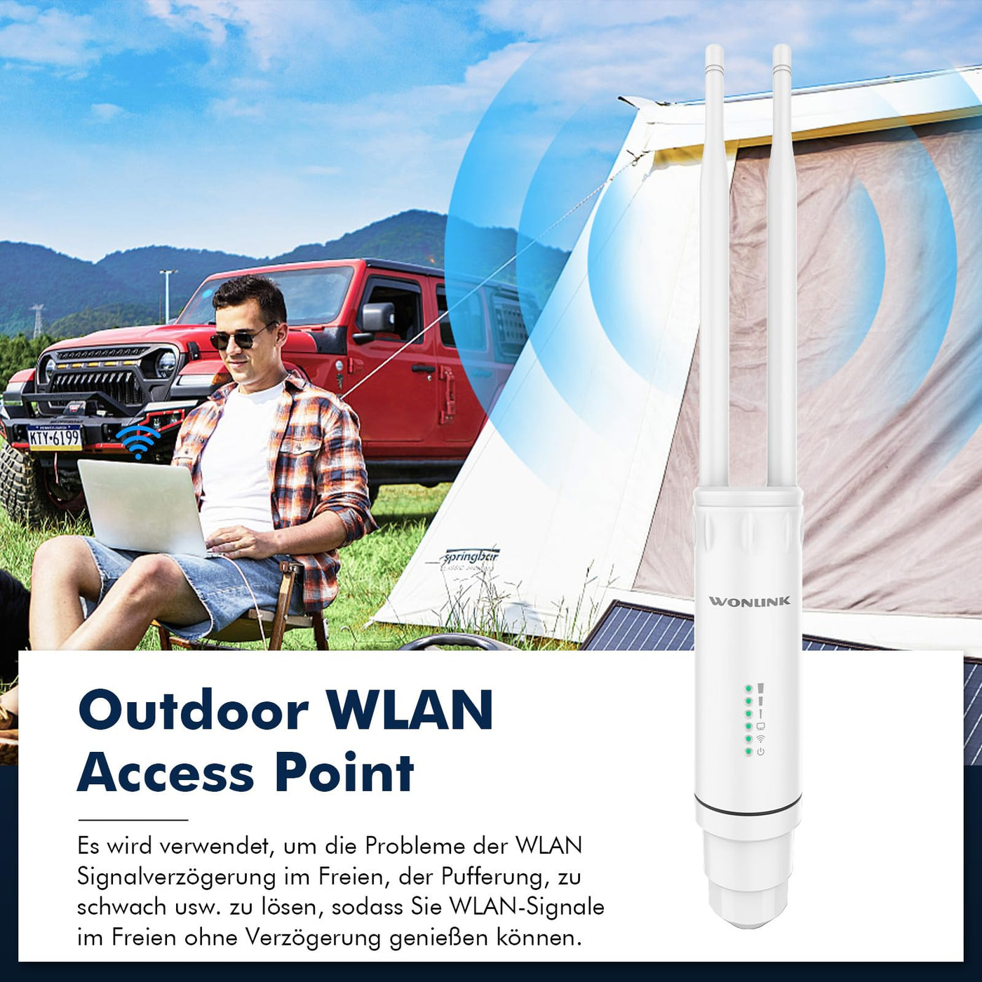 WONLINK Outdoor WLAN Access Points, AC1200 Wetterfeste Outdoor WLAN Repeater Dualband Outdoor Wireless WLAN Access Point mit PoE-betrieben, IP66 Wasserdicht, Unterstützung von Repeater/AP/Router Modus