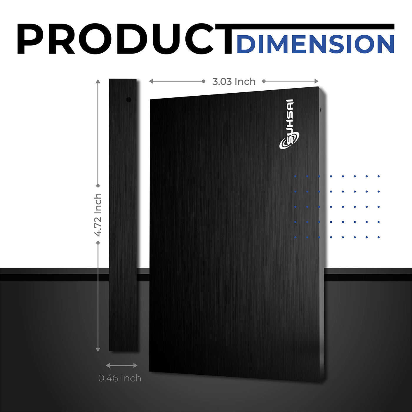 SUHSAI 500 GB tragbare Externe Festplatte, Pocket Backup HDD, 2,5 Zoll Externe Datenspeicher-Festplatte, USB 3.0-Festplatte, kompatibel für Gaming-PC, Mac, Laptop, Xbox, Xbox One – Schwarz