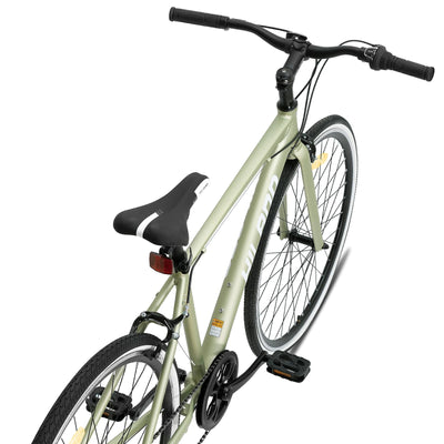Hiland 28 Zoll 700C Trekking Bike Cityrad Damenrad 7 Gang Tiefem Durchstieg Hybrid Fahrrad Pendlerfahrrad für Frauen grün