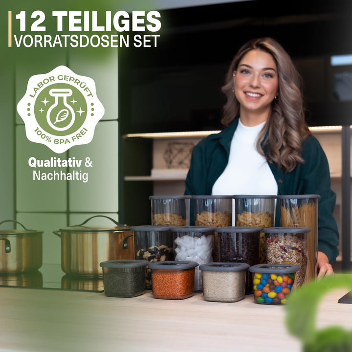 6-teiliges Set Vorratsdosen Luftdicht | BPA-frei | Verschiedene Größen 300ml-3150ml | Küche