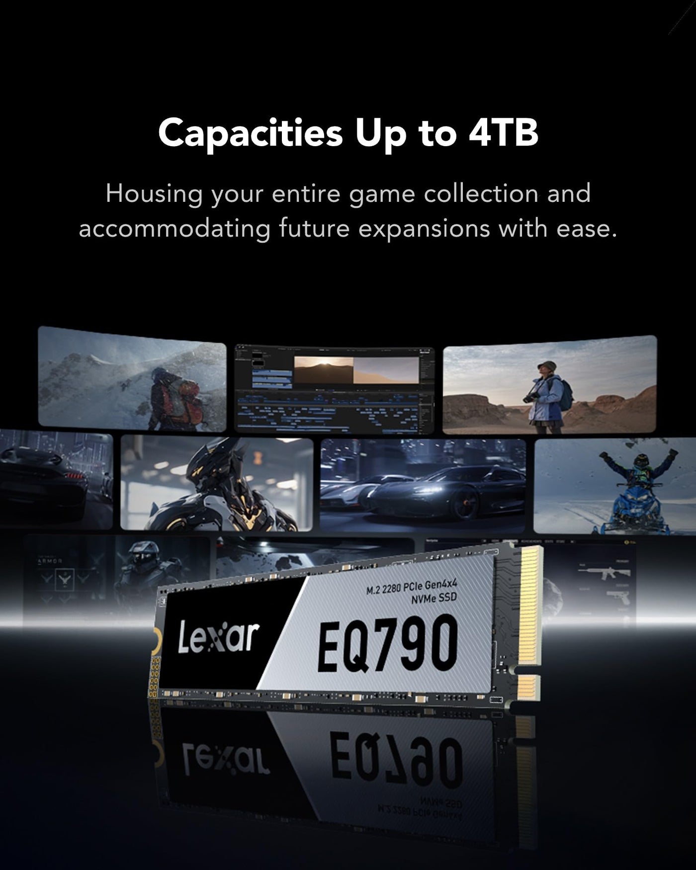 Lexar EQ790 1TB SSD M.2 2280 PCIe Gen4x4 NVMe 1.4, Interne SSD, 7000 MB/s Lesen, 5000 MB/s Schreiben für Intensive Workloads, PS5 & PC Gaming, Leistungsstarkes internes Solid State Laufwerk