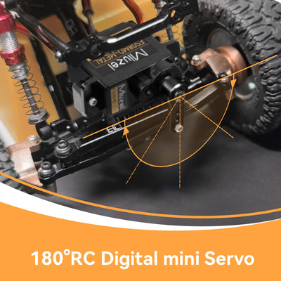 Miuzei Micro Servo Motor Kupfer Metallgetriebe Digital RC 180 Grad Mini Servomotor Lenkservo für SCX24 AX24 Arduino Roboter Arm 1/24 Car Boot mit Servokabel Horn Servo Mount Zubehör Schwarz 2 PCS