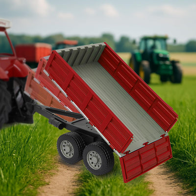 JAMARA 413108 - Kipper für RC-Traktor 1:16 - ferngesteuerte Kippmulde hoch/runter, Anhängerkupplung vorne, Klappbare Bordwände, Rot