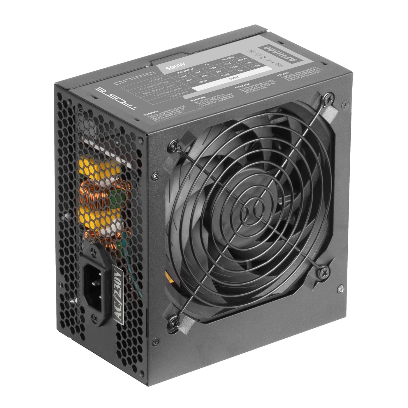 Tacens Anima APIII500, Netzteil PC ATX 500W, SMD Technologie 85% Bronze 12V, Ultra-leiser 12cm Lüfter, Schwarz