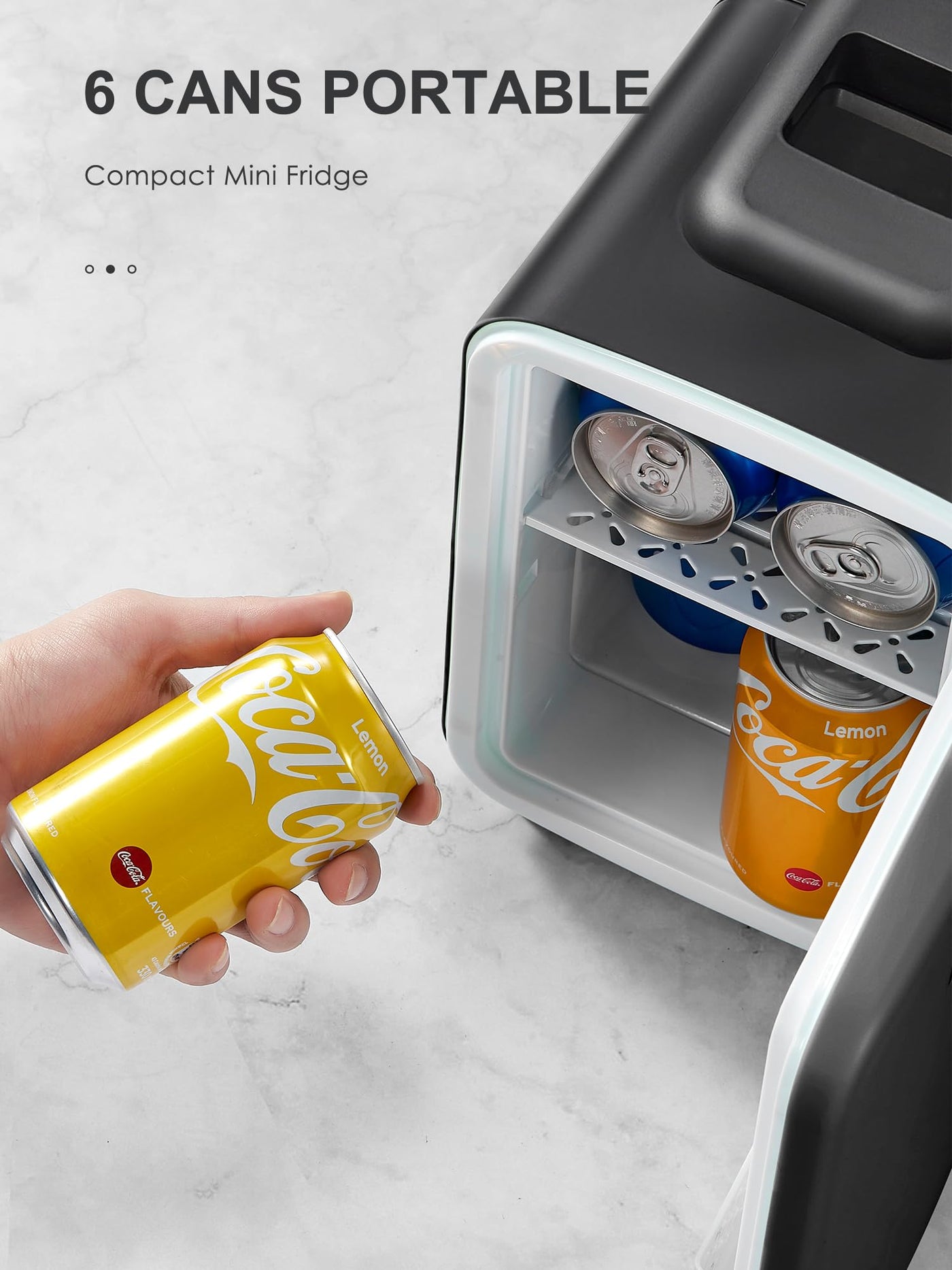 Mini-Kühlschrank, 4 Liter/6 Dosen, tragbarer Kühler und Wärmer persönlicher Kühlschrank für Hautpflege, Kosmetik, Getränke, Lebensmittel, ideal für Schlafzimmer, Büro, Auto, Freonfrei (Schwarz)