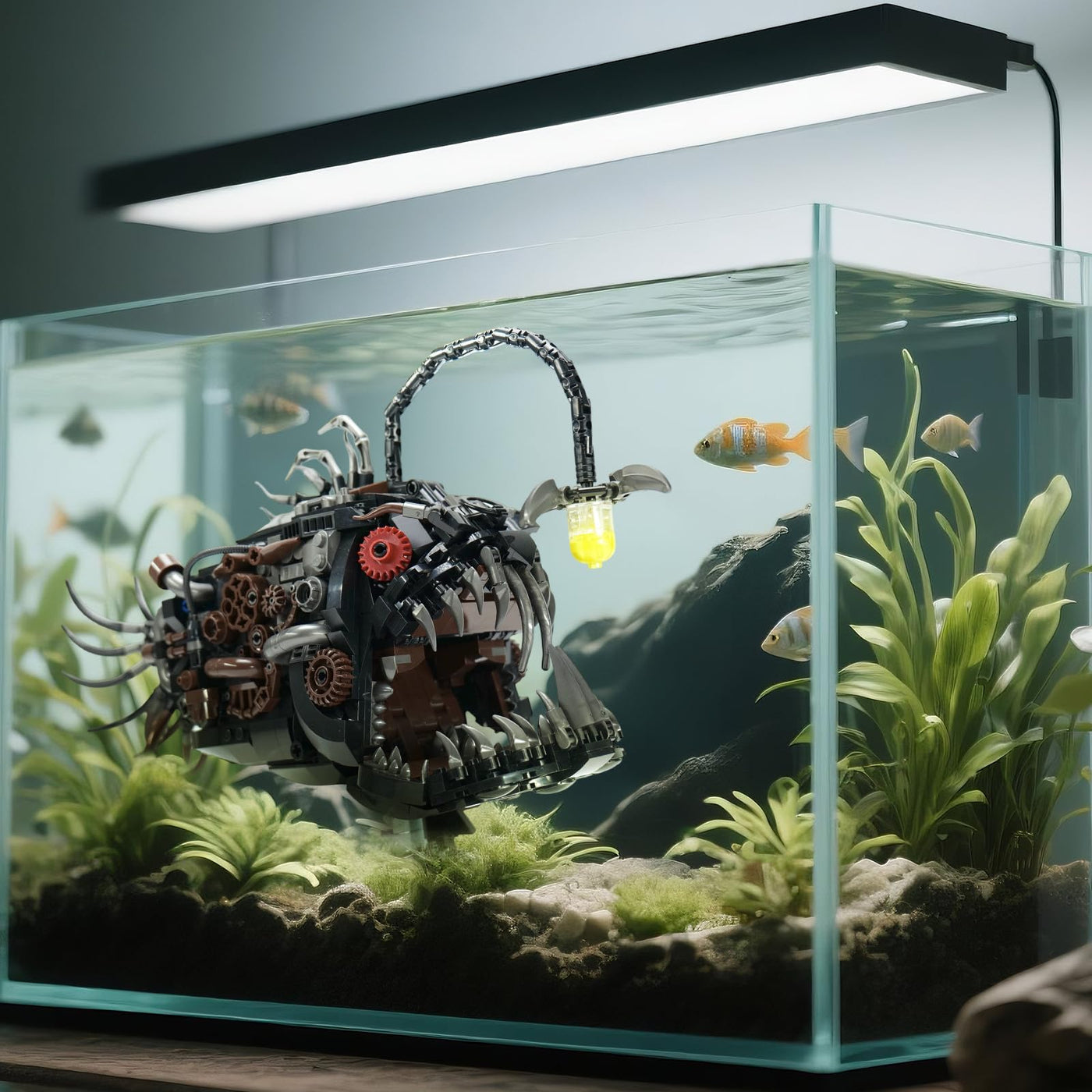 Mechanical Laternenfisch Klemmbausteine Bausteinen.Kompatibel Mit Lego Tier Lantern Fish – STEM Perfekte Ozean-Moc Deko für Zuhause/Büro. Geschenk für Kinder und Erwachsene ab 8-16 1038PCS