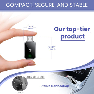AIZEO Wireless CarPlay Adapter, Superschnelle Upgrade von Wired auf Wireless, Plug und Play, Mini & Stabiler, kompatibel mit iPhone iOS 10+ & Autos mit Wired CarPlay, Black