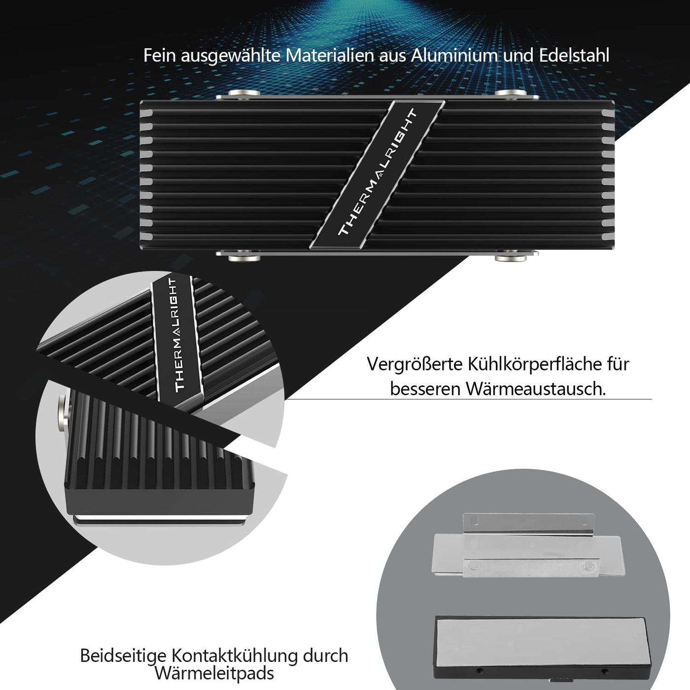 Thermalright TR-M. 2 2280 TYP A B 2280 Kühlkörper für SSD Kühlung M.2 2280 Kühlkörper, Aluminium, mit 2 Wärmeleitfähigkeit, Desktop High Performance SSD Kühler, Schwarz