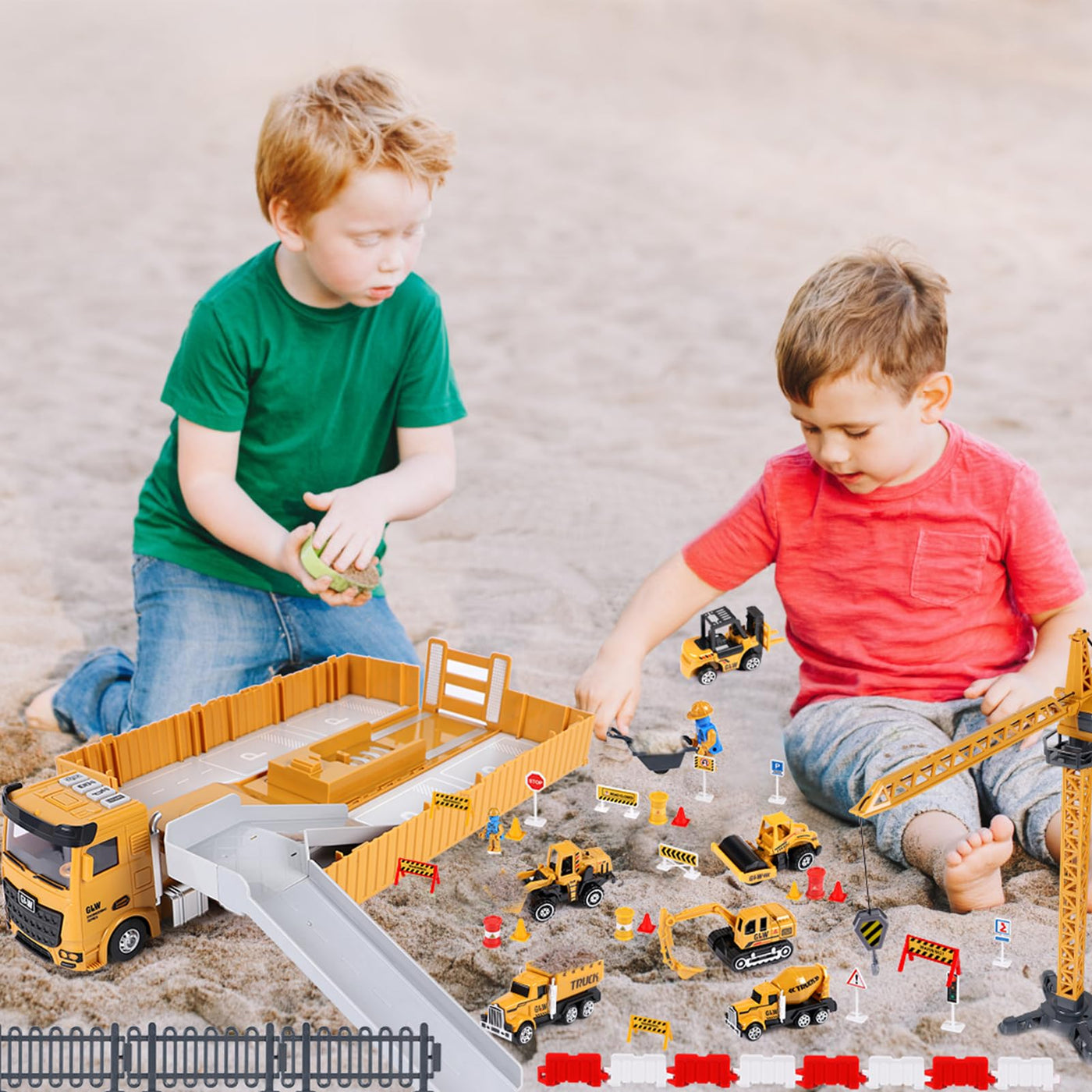 Baufahrzeuge Kinder groß LKW Fahrzeug Spielzeug Geschenke ab 2 3 4 5 Junge Geschenkideen mit Kran Bagger Dampfwalze Planierraupe Lastwagen Betonmischer Konstruktionsfahrzeuge Spielzeug Kinder Jungen