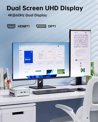 NiPoGi Mini PC 16GB DDR4 1024GB M.2 SSD, Ιntel Alder Lake-N97(bis zu 3,60 GHz) Mini Desktop Computer, Dual-WiFi, 1000Mbps LAN, HDMI 2.0 + DP, 4K Dual Display Micro-PC mit VESA für Schule/Zuhause/Büro
