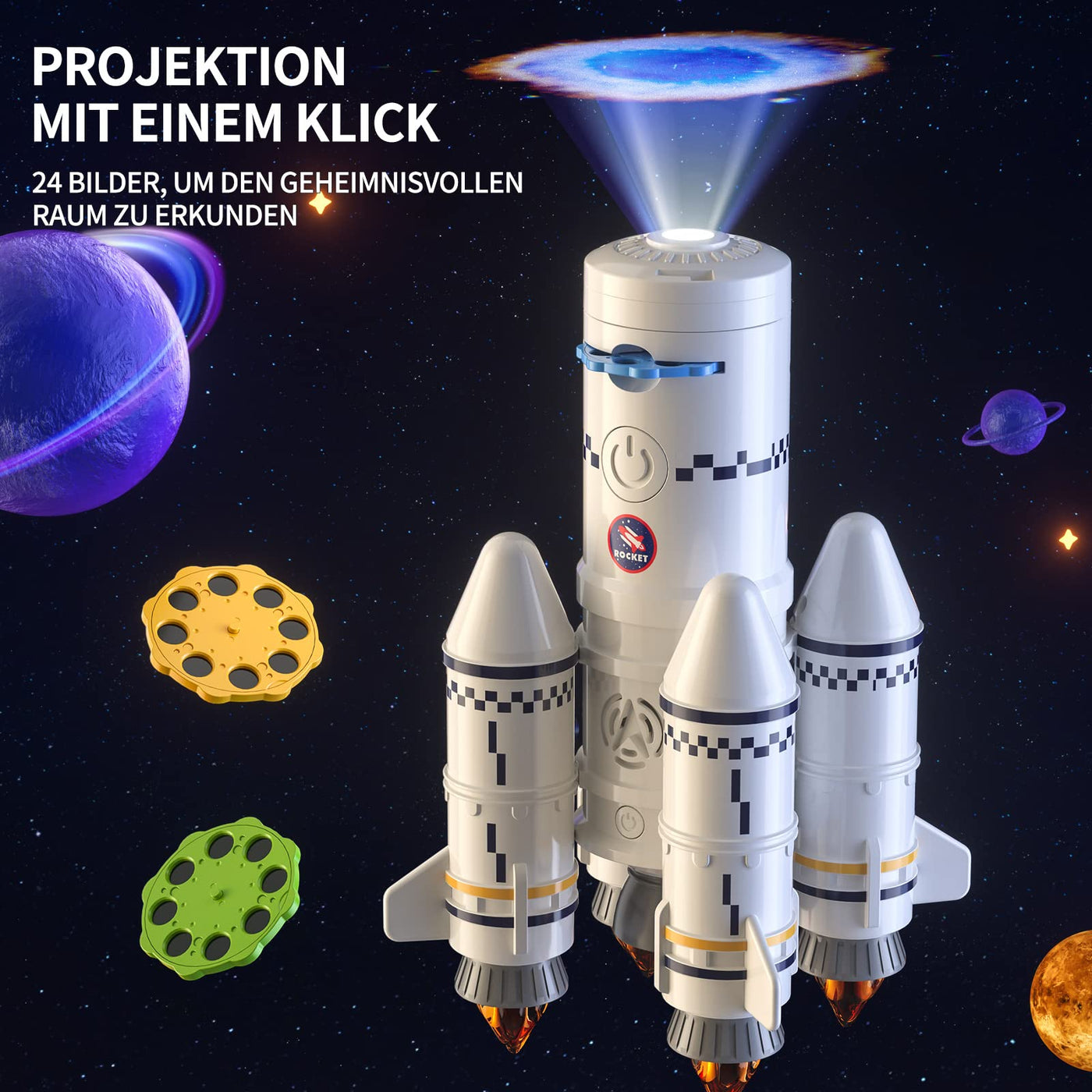 TEMI Space Shuttle Rakete Spielzeug für 3 4 5 6 7 8 9 Jahre Kinder Wissenschaft Lernspielzeug 5-in-1 STEM mit 2 Astronauten, Projektionslampe, Weltraumspielzeug Geschenk Jungen Mädchen