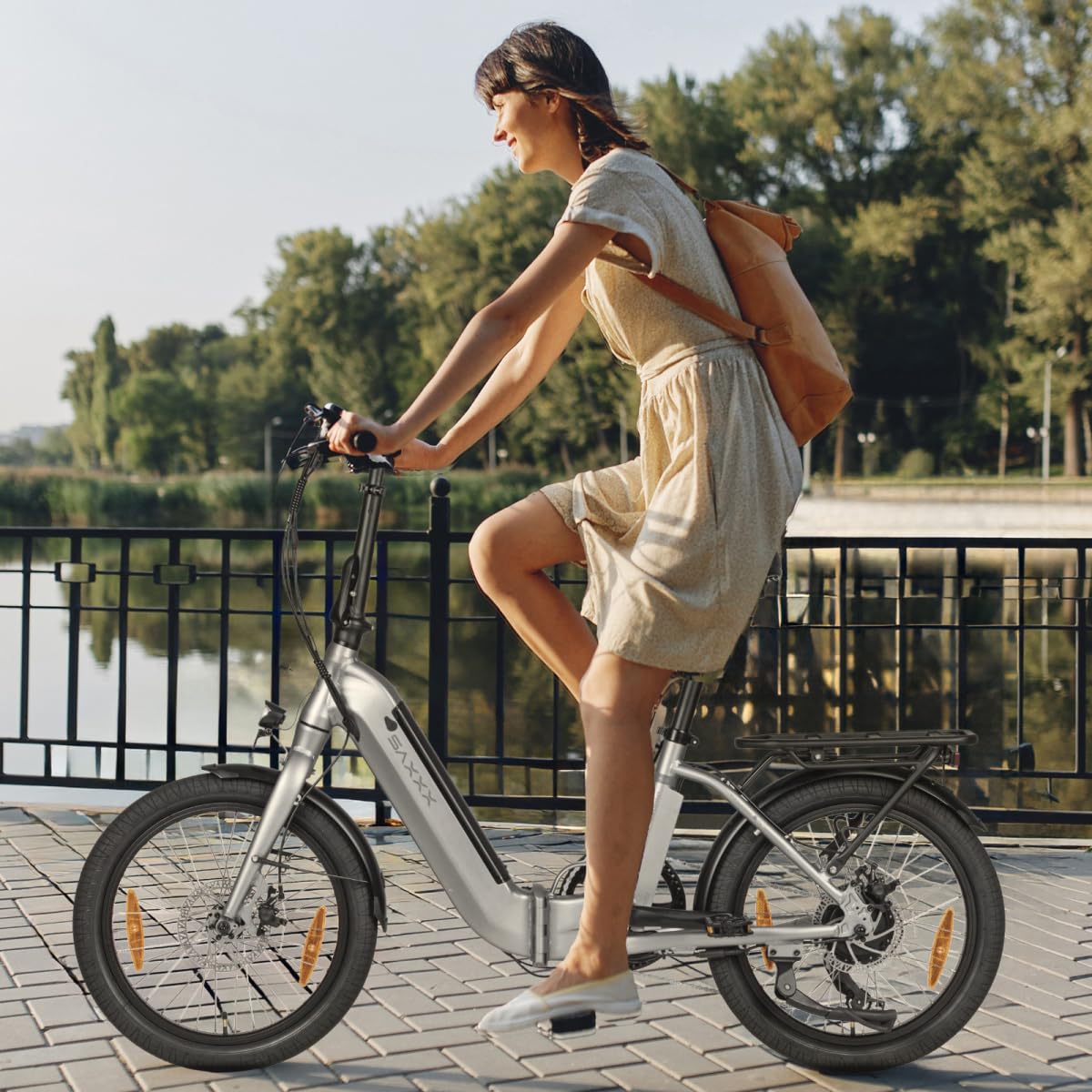 SAXXX Klapprad E-Bike, E Bike Klappbar 20 Zoll mit 7 Gang Kettenschaltung, Elektro Fahrrad Erwachsene mit 36V 11.4Ah Akku, Scheibenbremsen, 90KM Lange Range, Elektrofahrrad 25 km/h für Herren Damen