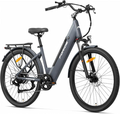 Foride Roamer 1 ST 27,5" E-Bike für Erwachsene, 7 Gang Elektrofahrrad mit Austauschbarem 36V 13Ah Akku, 250W Motor, 25 km/h und 100km Reichweite E-Bike Damen Herren für Städtische Pendler (Grau)