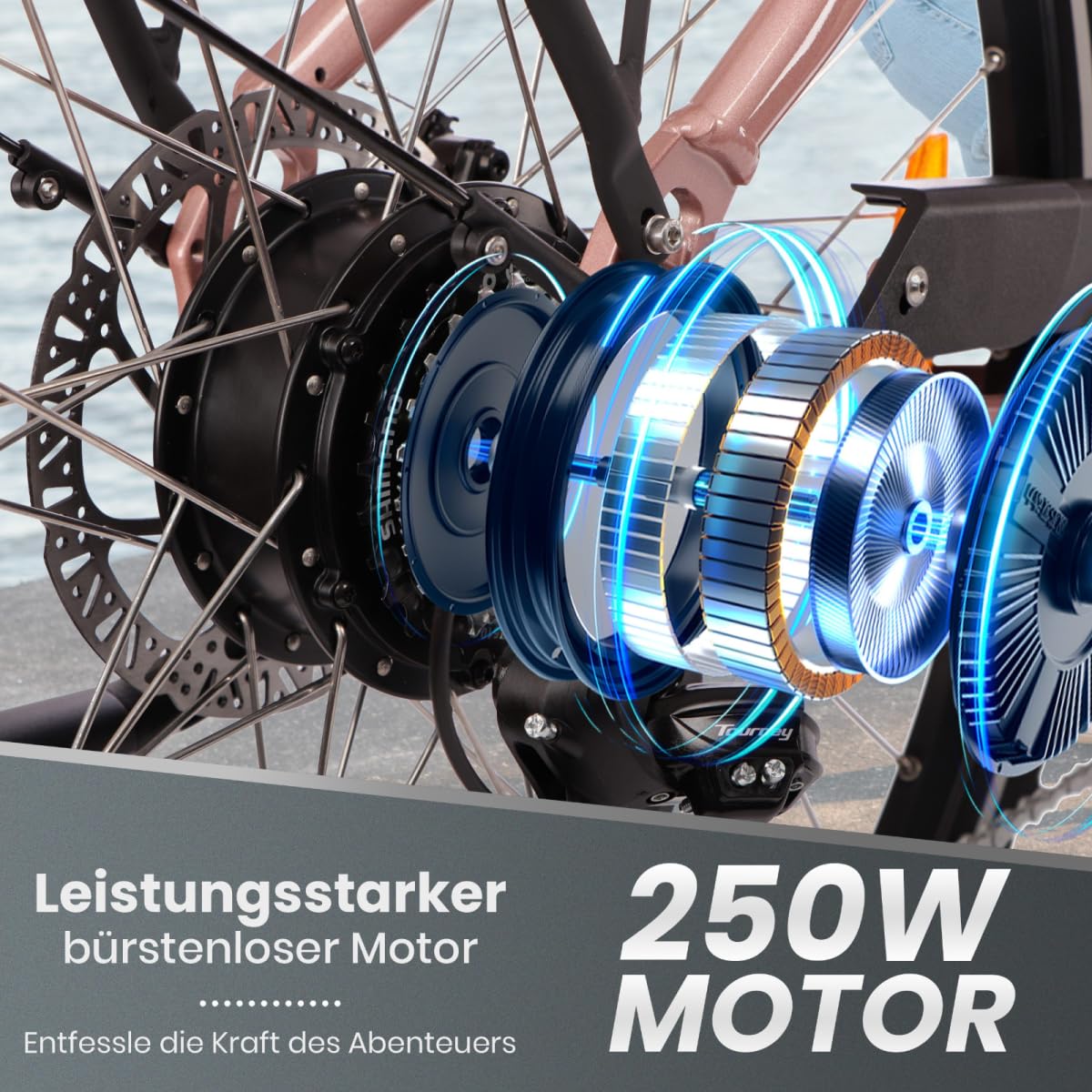 SAXXX E Bike Damen 28 Zoll Tiefeinsteiger mit 36V 13Ah Akku, Elektro Fahrrad Erwachsene mit Scheibenbremse, 7 Gang Kettenschaltung Pedelec mit Federgabel, Ebikes mit Gepäckträger für Damen/Frauen