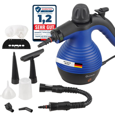 Sommertal SC350 - tragbarer Dampfreiniger inkl Zubehör – kompakter Hand-Dampfreiniger für Polstermöbel, Fliesen, Böden – Steam Cleaner - 350 ml, 110°C Dampf - nachhaltig ohne Chemie - GS geprüft