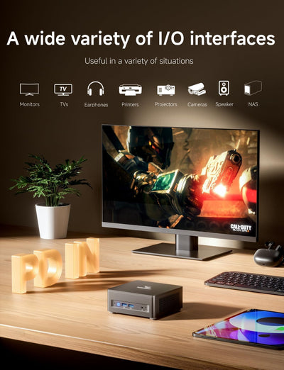 MINIS FORUM UM690 Slim Mini-PC, AMD Ryzen 9 6900HX Mini-Computer (8C/16T, bis zu 4,9 GHz), 32 GB DDR5 RAM 1 TB PCIe 4.0 SSD, DP/USB4/HDMI 2.1, 4 x USB Typ A, WIFI6E /BT5. 3