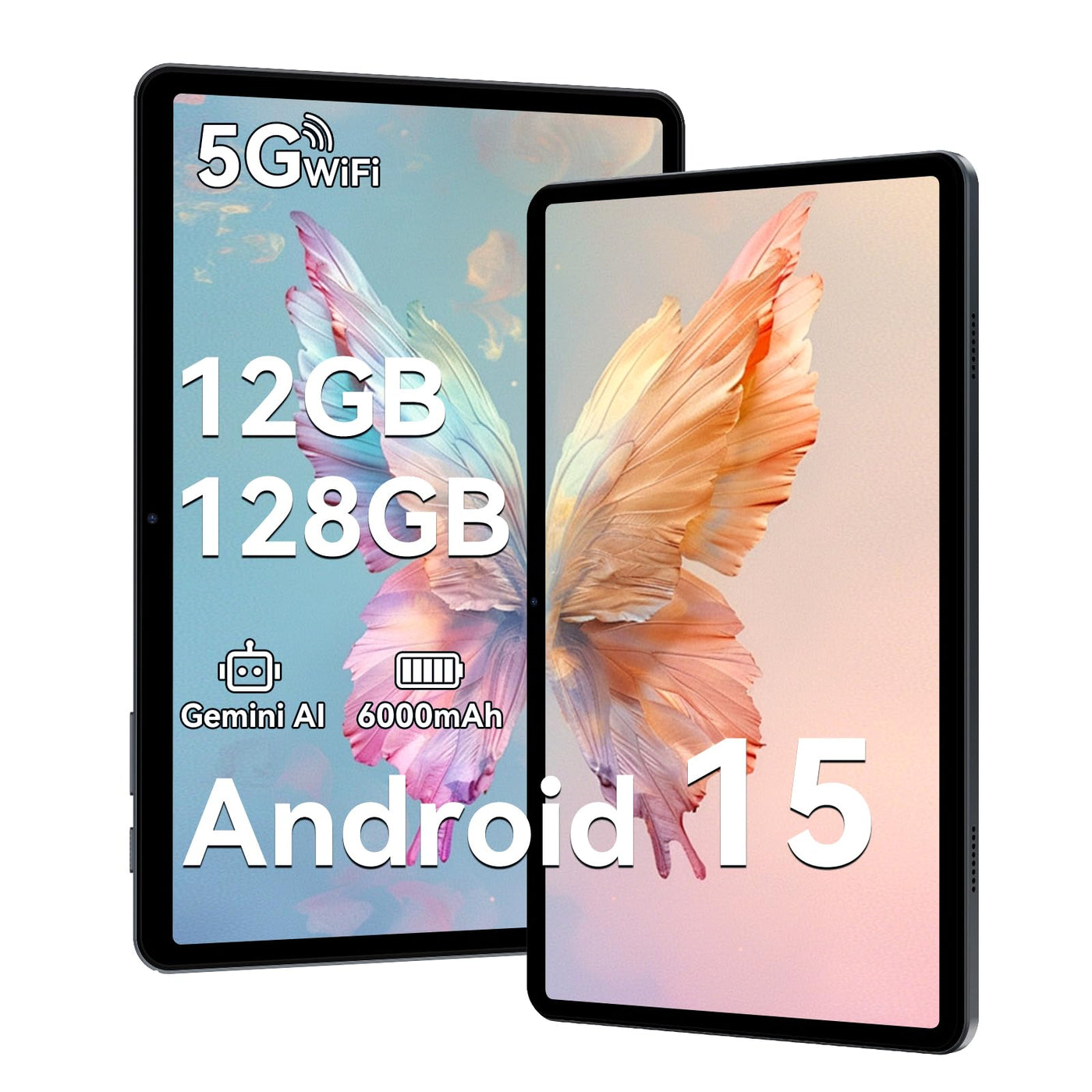 TABWEE T80 Android 15 Tablet 10 Zoll, 12GB RAM + 128GB ROM (Erweiterbar auf 2TB), 5G WiFi, Gemini AI, 6000mAh Akku. Perfekt für Gaming mit Dual-Kamera, BT5.0, OTG & Type-C. Neuestes Modell 2025