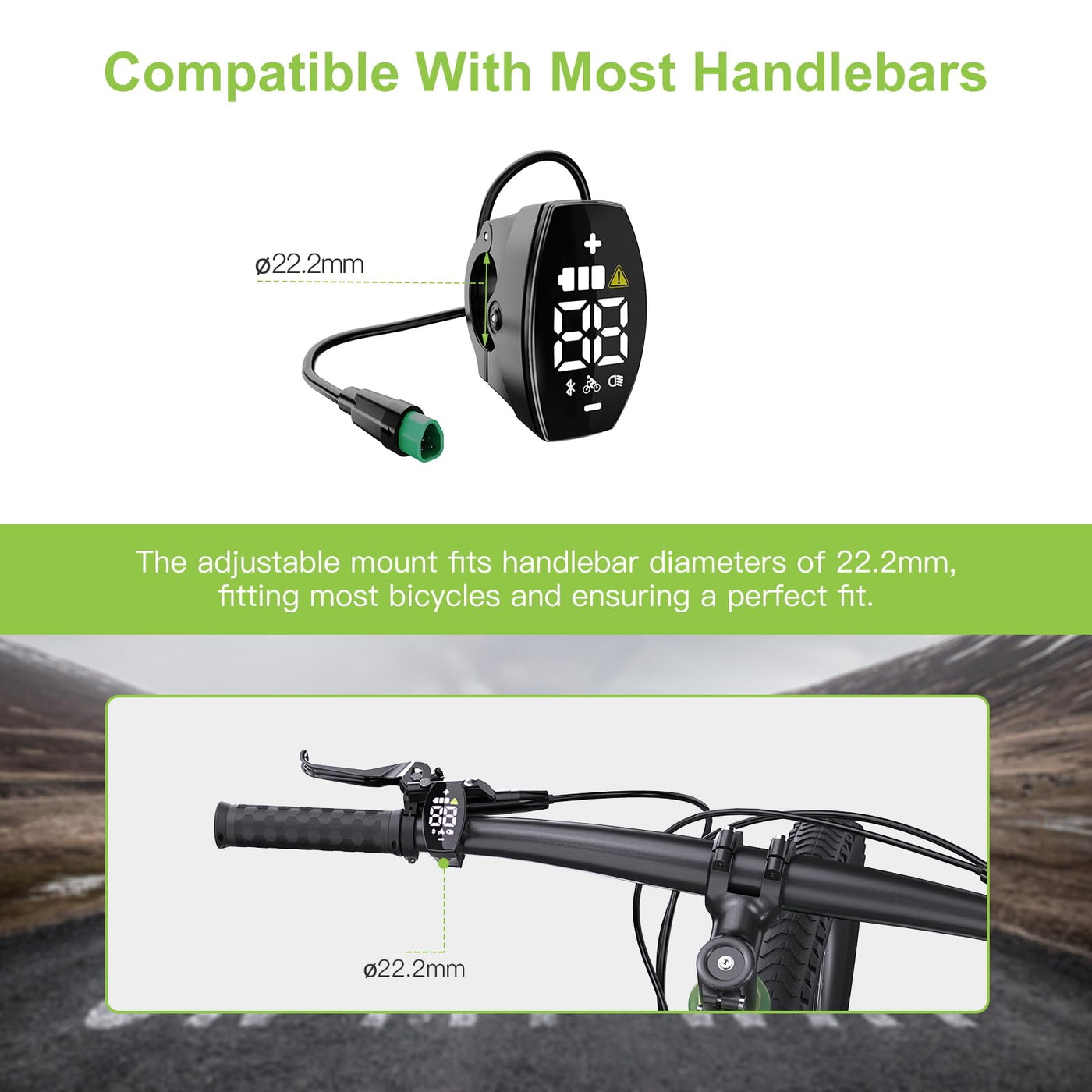 Varstrom VD03 Display für BAFANG-Kit – Kompatibel mit M200 M400 M500 M600 M620 M420 M510 M625 M325 M225 Mittelmotoren und den neuesten 2025 BBS01B BBS02B HD Kits (Dreieck-Stecker)