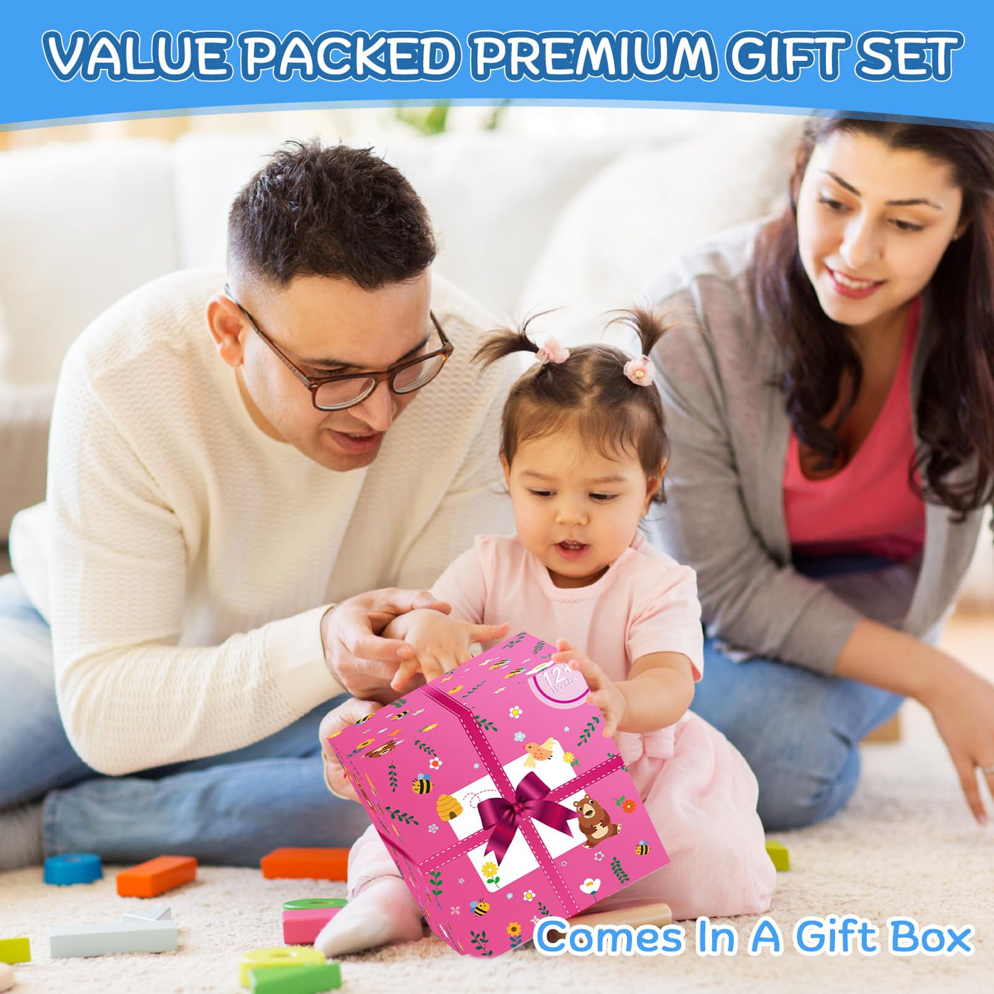 KMTJT Montessori Motorikwürfel Spielzeug ab 1 2 3 Jahr | Aktivitätswürfel Steckspiel Holz ab 12 18 Monate Baby | Geschenk Mädchen Jungen | Kinder Holzspielzeug Motorikspielzeug ab 1 Jahr (Rosa)