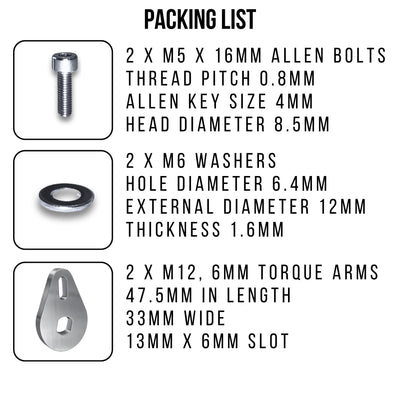 E Bike Power UK EBike Drehmomentarm Set Universal M12 Elektrofahrrad E Bike Hinterachse 6mm dick aus Edelstahl Anzug 250W 350W 500W 750W1000W 2000W Motoren