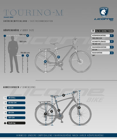 Licorne Bike Premium Touring Trekking Bike in 28 Zoll Aluminium Scheibenbremse Fahrrad für Jungen, Mädchen, Damen und Herren - 21 Gang-Schaltung - Mountainbike - Crossbike (Herren, Schwarz)