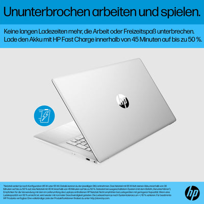 HP Laptop mit 17,3 Zoll (43,9 cm) FHD IPS Display, AMD Ryzen 3 7320U, 8 GB RAM, 256 GB SSD, AMD Radeon-Grafik, Windows 11 Home, QWERTZ Tastatur, HP Fast Charge, Silber