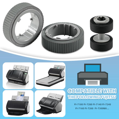 Scanner Brake Pick Roller - Brake Roller Pickup Roller Compatible with Fi-7180 Fi-7280 Fi-7140 Fi-7240 Fi-7160 Fi-7260 Fi-7300NX Scanner Paper Consumable Kit Replacement PA03670-0001 PA03670-00022