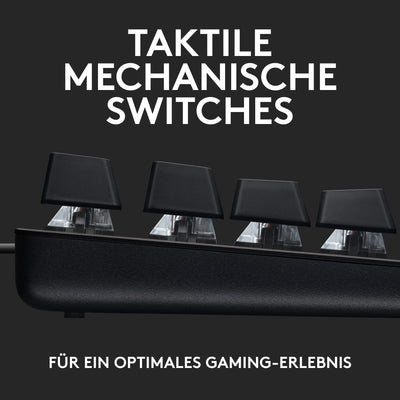 Logitech G413 SE Mechanische Gaming-Tastatur - Mit Hintergrundbeleuchtung, taktilen mechanischen Schaltern, Anti-Ghosting, Kompatibel mit Windows, macOS, Deutsches QWERTZ-Layout - Schwarz
