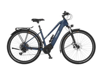 FISCHER E-Bike Trekking VIATOR 8.0i, Elektrofahrrad für Damen und Herren, RH 45 cm, Mittelmotor 90 Nm, 36 V Akku, sattblau