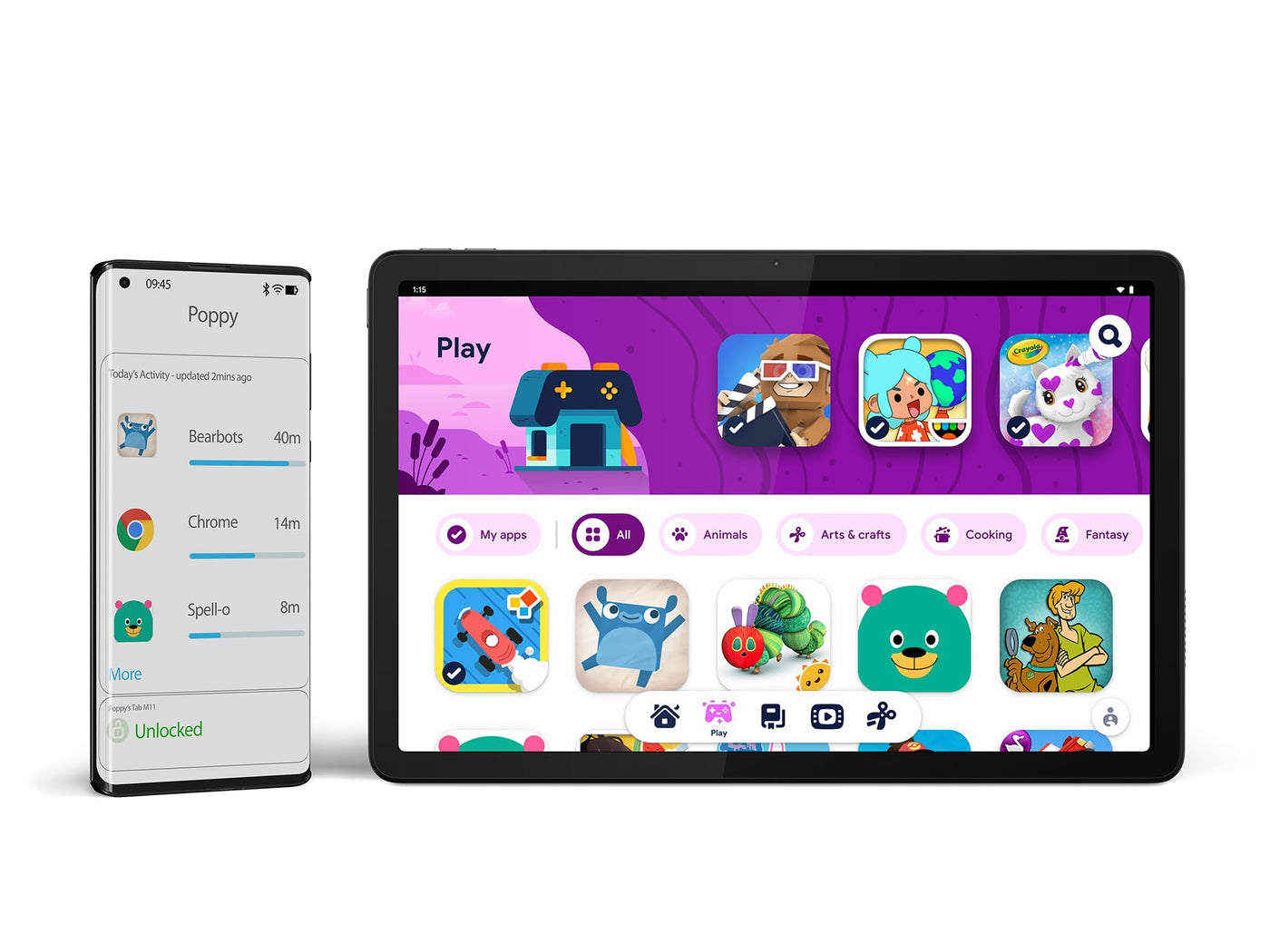 Lenovo Tab M11 – Tablet mit Touchscreen 11 Zoll WUXGA (Prozessor MediaTek Helio G88, 8 Kerne, 4 GB RAM, eMMC 128 GB, Lenovo Tab Pen, Android 13, WiFi + Bluetooth) – Luna, Grau