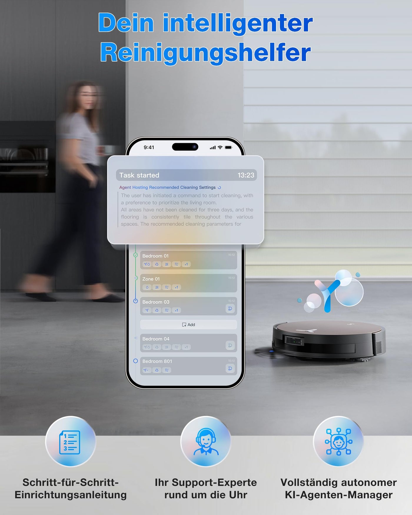 ECOVACS X11 OMNICYCLONE Saugroboter mit Wischfunktion, Blast + 19.500 Pa, ultraschnelles Akkuladen, OZMO Roller 2.0, Klettern max. 4 cm Höhe, Ausfahrender Wischmopp, PureCyclone 2.0 Auto-Entleerung