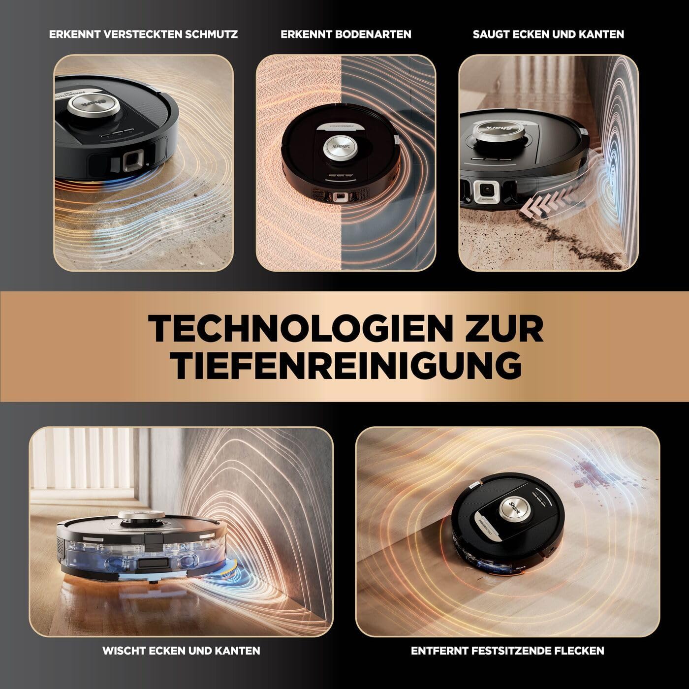 Shark PowerDetect 2-in-1 Saug- und Wischroboter, NeverTouch Pro 60 Tage selbstentleerend, selbstnachfüllend mit 3D & LiDAR-Navigation, NeverStuck-Hindernisumgehung, Schwarz RV2800ZEEU