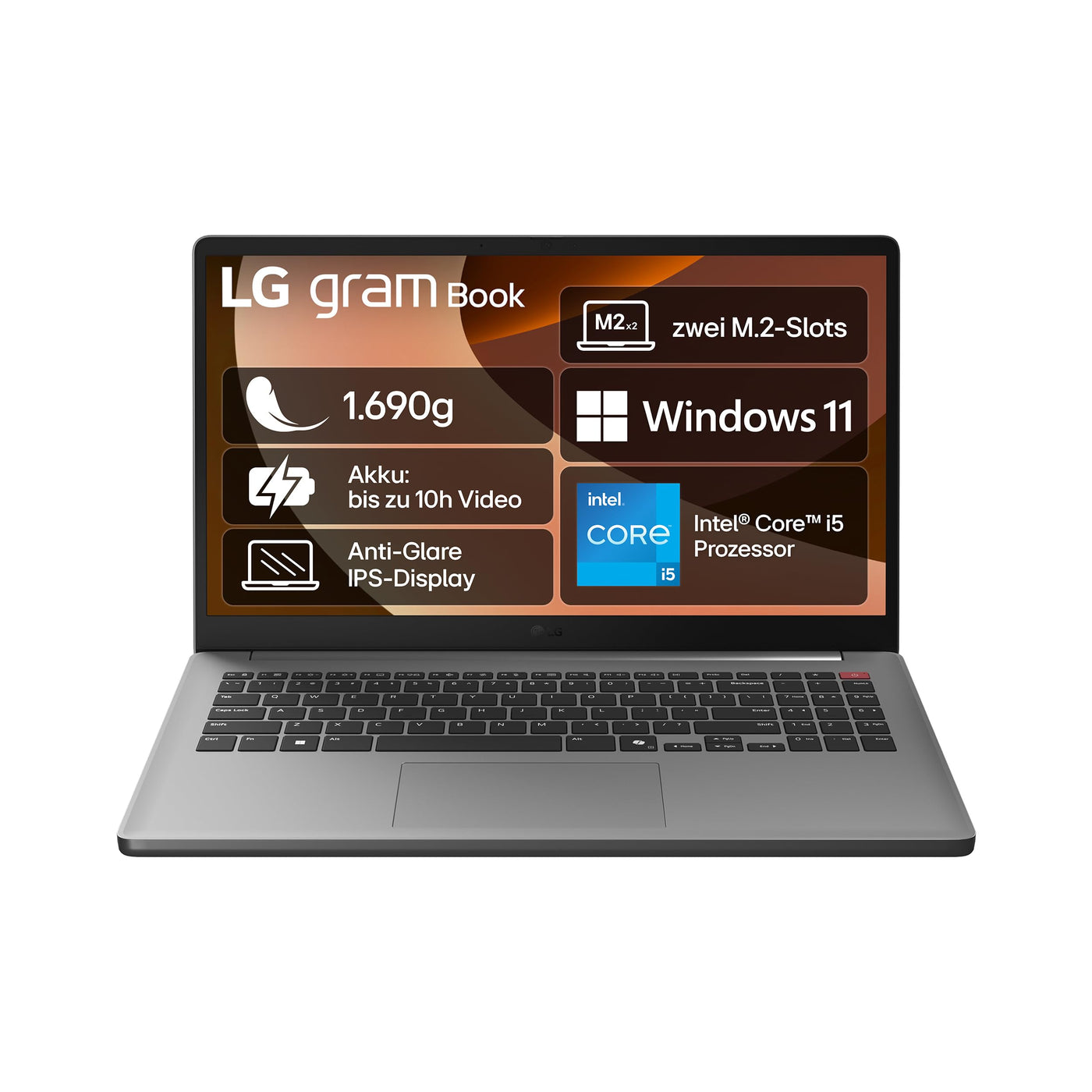 LG, 15,6 Zoll, gramBook, LG Notebook, 39.6cm, Intel i5, 16GB DDR4, 512GB Dual SSD, Garantie 24 Monate, 1920 x 1080, HD Audio mit Dolby Atmos, 15U50T-G.AA56G