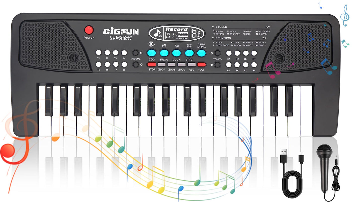 37 Tasten Kinder Klavier mit Mikrofon,Klavier Keyboard Kinder,Einführendes Musiktraining,Elektronische Keyboard für Kinder ab 3 4 5 6 7 8 Jahren,Geschenke für Jungen Mädchen Anfänger
