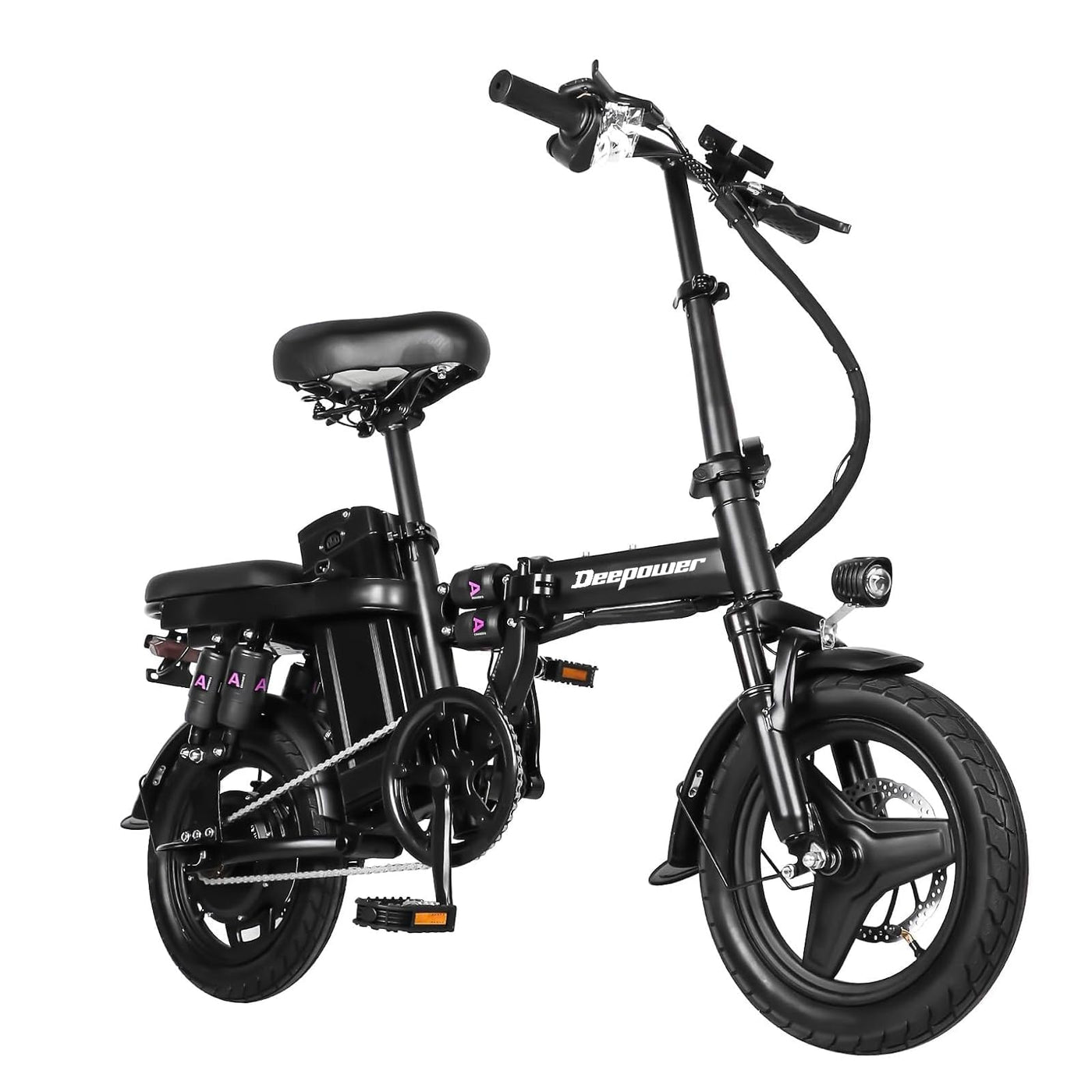 DEEPOWER Klappbares Elektrofahrrad, Elektrofahrrad, 48V 30Ah herausnehmbarer Akku, 90-135 KM PAS Meilenzahl, 250W Motor, Doppelscheibenbremsen, Citybike für Erwachsene (30Ah)