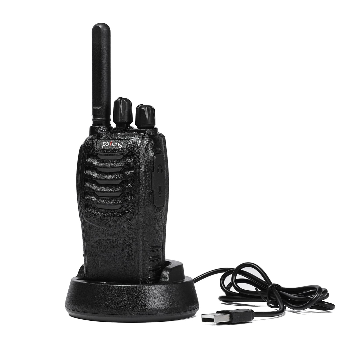 Walkie Talkie PMR446 lizenzfreies Zwei-Wege-Funkgerät, pofung PT88E 16 Kanäle Professionelle wiederaufladbare Walkie Talkies mit großer Reichweite mit USB-Ladestation und Hörmuscheln Schwarz 10 Stück