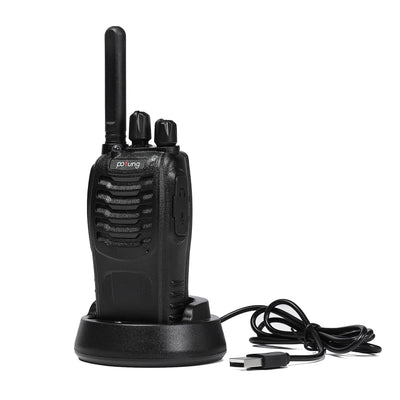 Walkie Talkie PMR446 lizenzfreies Zwei-Wege-Funkgerät, pofung PT88E 16 Kanäle Professionelle wiederaufladbare Walkie Talkies mit großer Reichweite mit USB-Ladestation und Hörmuscheln Schwarz 10 Stück