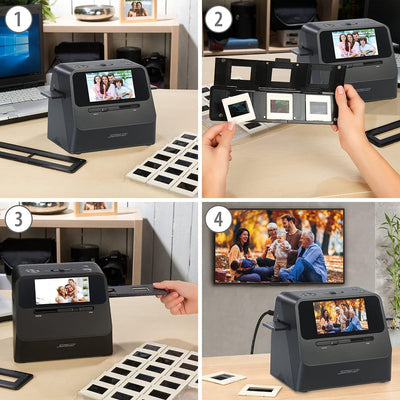 Somikon Fotoscanner: 3in1-Foto-, Dia- & Negativscanner mit 22 MP und HDMI-Ausgang, Akku (Scanner, Bilder Scanner, Digitalisierung)