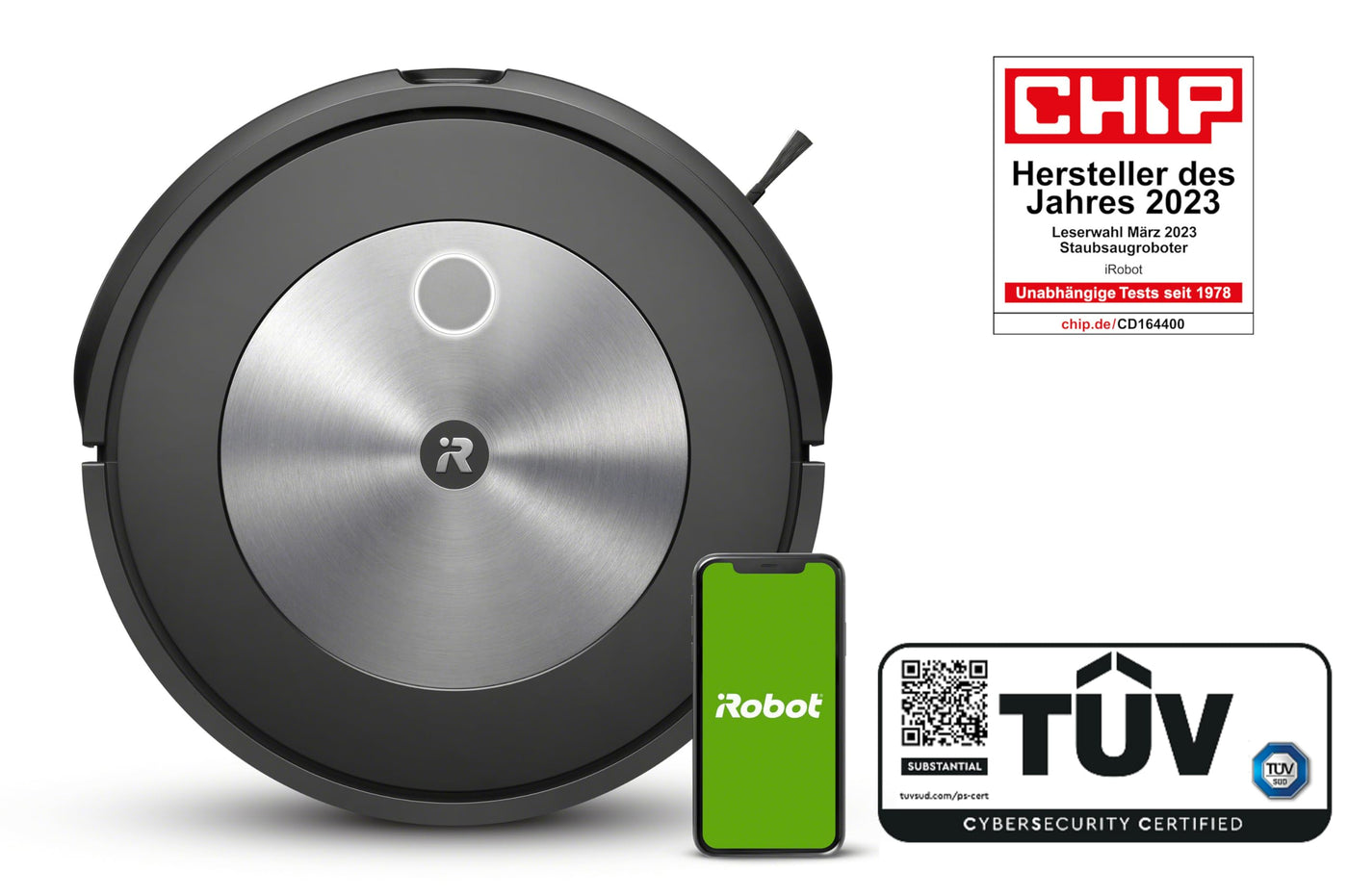 iRobot® Roomba® j7 WLAN-fähiger Saugroboter mit Kartierung und mit Zwei Gummibürsten für alle Böden - Objekterkennung und -vermeidung - Lernt, kartiert und passt Sich an Dein Zuhause an