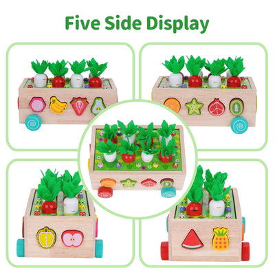 KMTJT Kinder Montessori Spielzeug ab 1 2 3 Jahr | 7-in-1 Holzspielzeug 2 Jahre | Steckspiel Sortierspiel Holzpuzzle Karottenernte | Lernspielzeug Geschenk für Mädchen Jungen Kinder Kleinkind