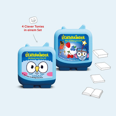 Tonies Clever Tonie 4er Set: Lichterkinder – Lernen mit LIKI und LUMI für die Toniebox, Kinder Hörspiel mit Musik, ab 5 Jahren, Spielzeit ca. 160 Minuten