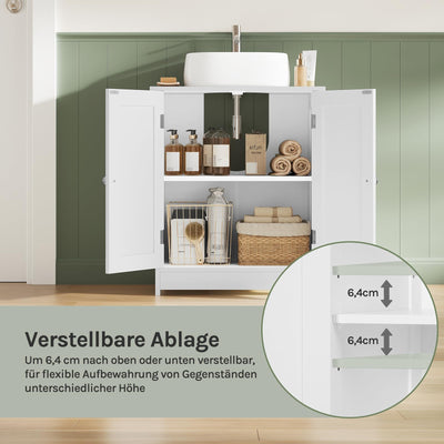 WOLTU Waschbeckenunterschrank, Unterschrank Waschbecken, Waschtischunterschrank weiß, Badunterschrank, mit Verstellbarer Ablage, 50x60x30 cm