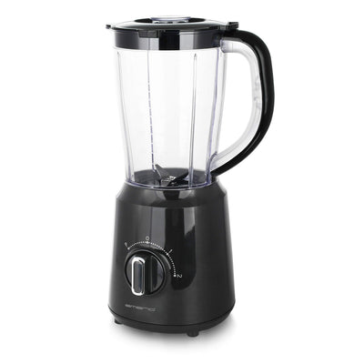 Emerio Standmixer BPA frei Crush Ice Funktion 1.5l Behälter 2 Geschwindigkeiten + Pulse Funktion Messereinheit aus Edelstahl Sicherheitsschalter geschirrspülgeeignet 500 Watt BL-12816.8 Schwarz