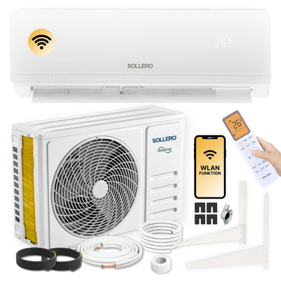 Sollero Split Klimaanlage 12000 BTU 3,5 kW, Selbstreinigung, leise, Smart Home, Inverter Klimaanlage mit Heizfunktion, R32 Kältemittel, Timer, bis 59 m²