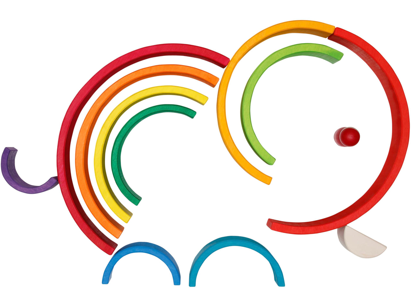 goki 58478 - Bausteine Regenbogen aus Ahornholz - goki Evolution - 11 Teile - Bunte Farben auf Wasserbasis - Montessori-Spielzeug - Made in EU