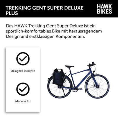 HAWK Trekking Gent Super Deluxe Plus Fahrrad Herren inkl. Tasche I Trekkingrad mit Gates Riemenantrieb & 8-Gang Nabenschaltung I Allrounder