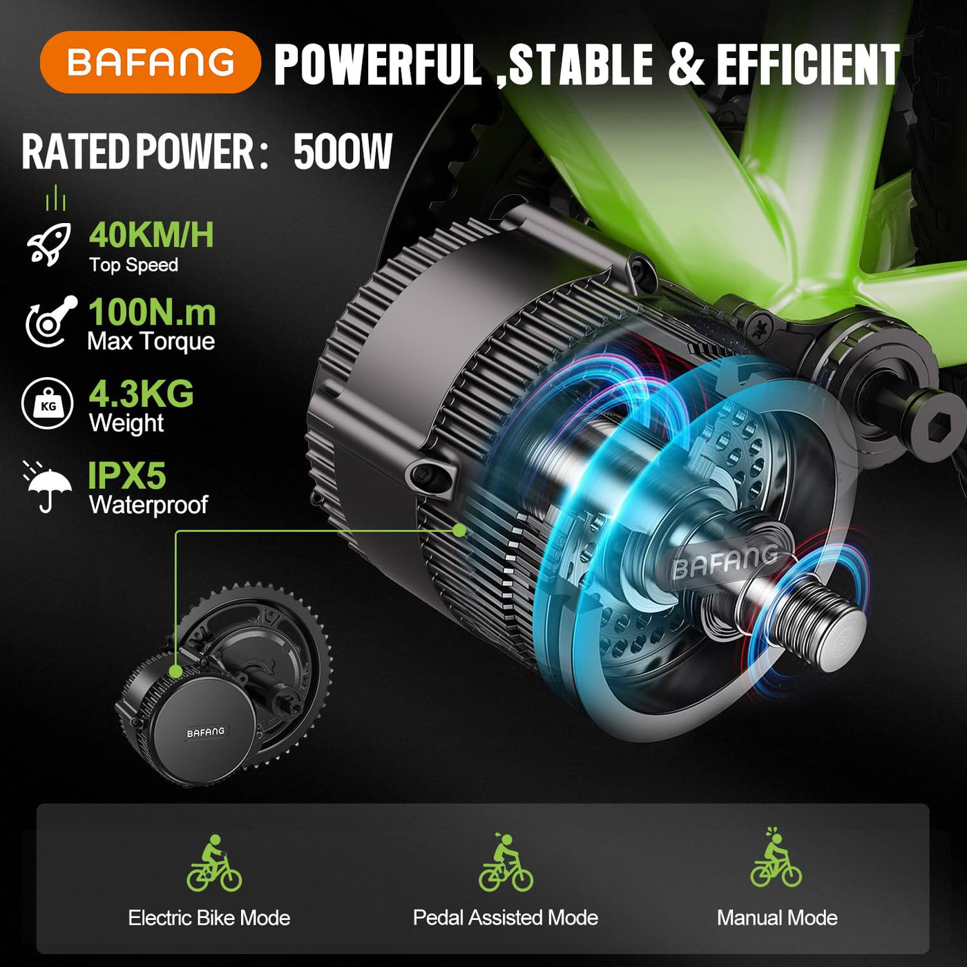 BAFANG 48V 500W Mittelmotor – BBS02B Mittelmotor-Kit mit optionalem Akku und LCD-Display für 68-73 mm Tretlager, 8fun BBS02 G340 Elektrofahrrad-Umrüstkit, DIY E-Bike-Kit mit CAN-Protokoll