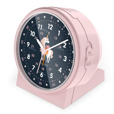 Cander Berlin MNU 1209 M Kinderwecker lautlos Einhorn Licht Snooze Beleuchtung analog Jungen Mädchen Kinderzimmer Wecker Kinder